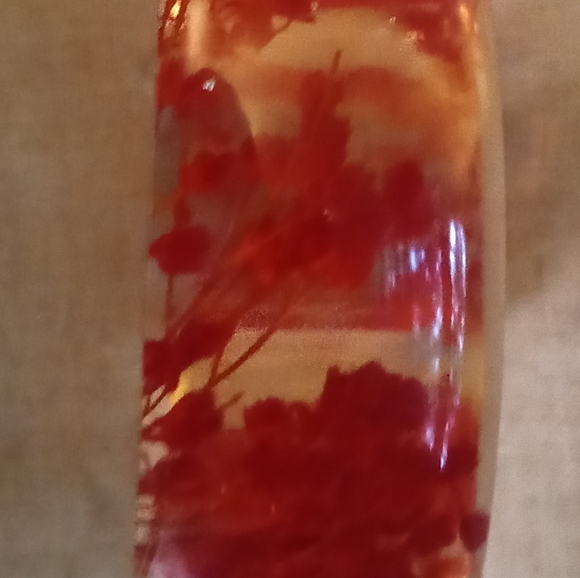 Vintage Encased Red Baby Breath Resin Bangle Bracelet - Picture 7 of 7